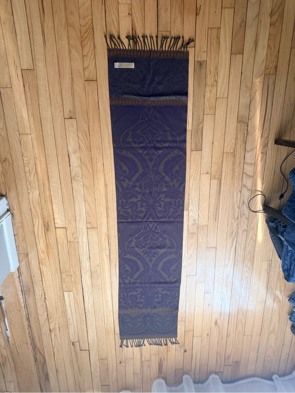 Women’s Purple & Brown Paisley Fringe Wrap Shawl scarf - Picture 2 of 3